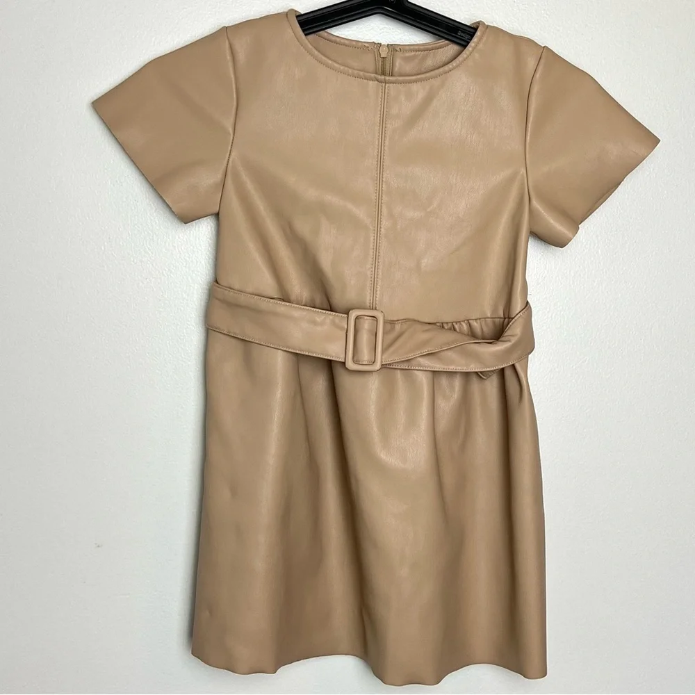 Wonder Nation Light Tan Faux Leather Dress Girls  4/5‎ XS